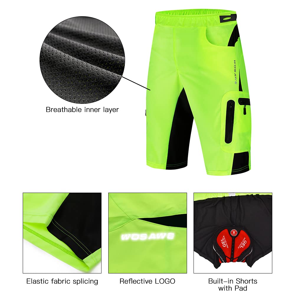 Lixada 2 en1 Pantalones Cortos de Ciclismo para Hombre con Relleno 3D Pantalones Cortos Holgados de Bicicleta de MTB Transpirables de Secado Rápido