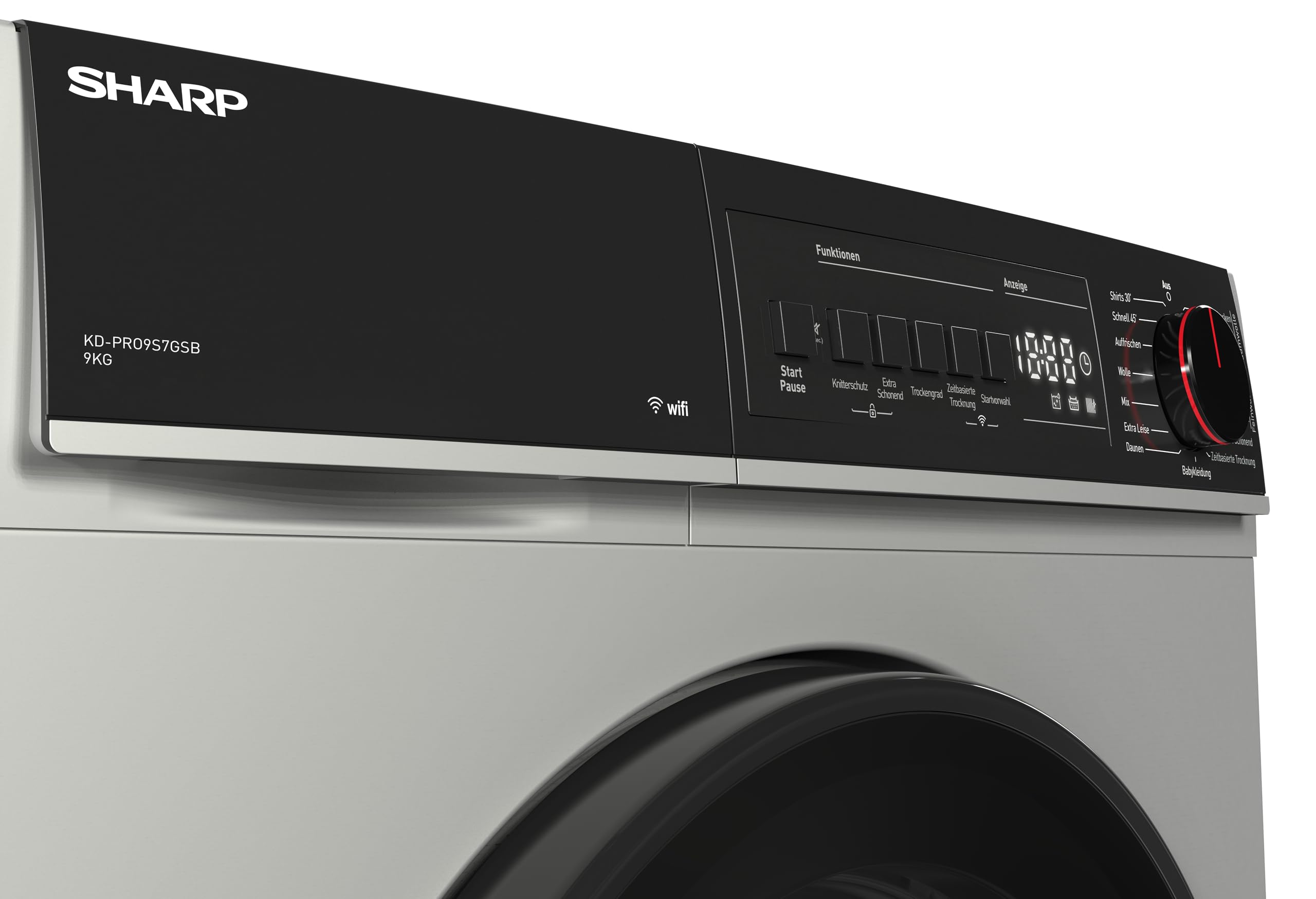 Sharp KD-PRO9S7GSB-DE Wäschetrockner 9kg B WiFi 15 Trockenprogramme Silber