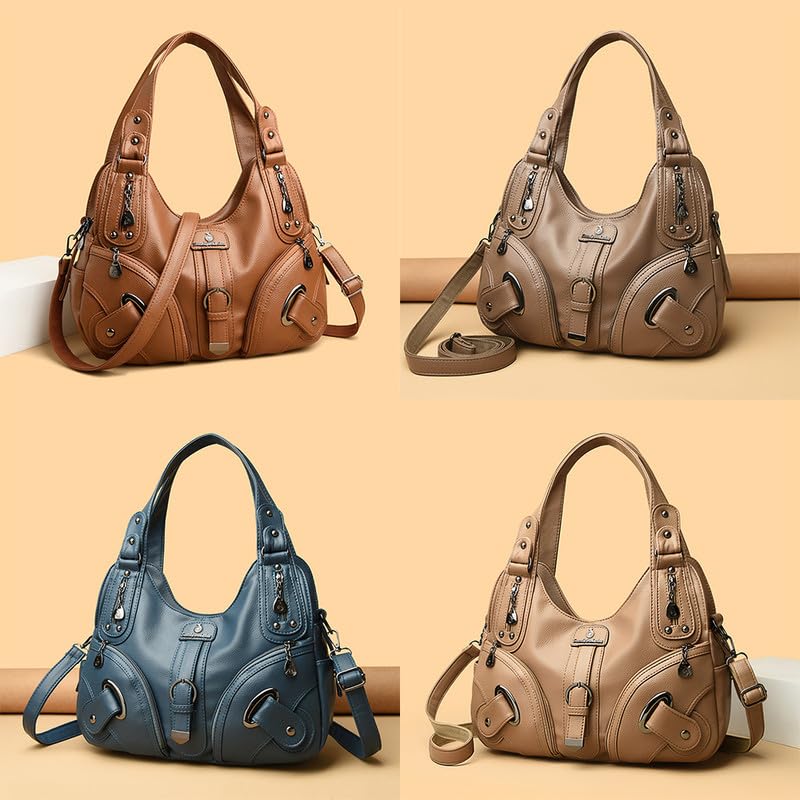 Borsa Bauletto con Tracolla da Donna in Pelle Sintetica Sacchetto Hobo Borsa a mano Borsa a spalla Borse Manici Lunghi Donne Borsetta Borse a tracolla Bianco
