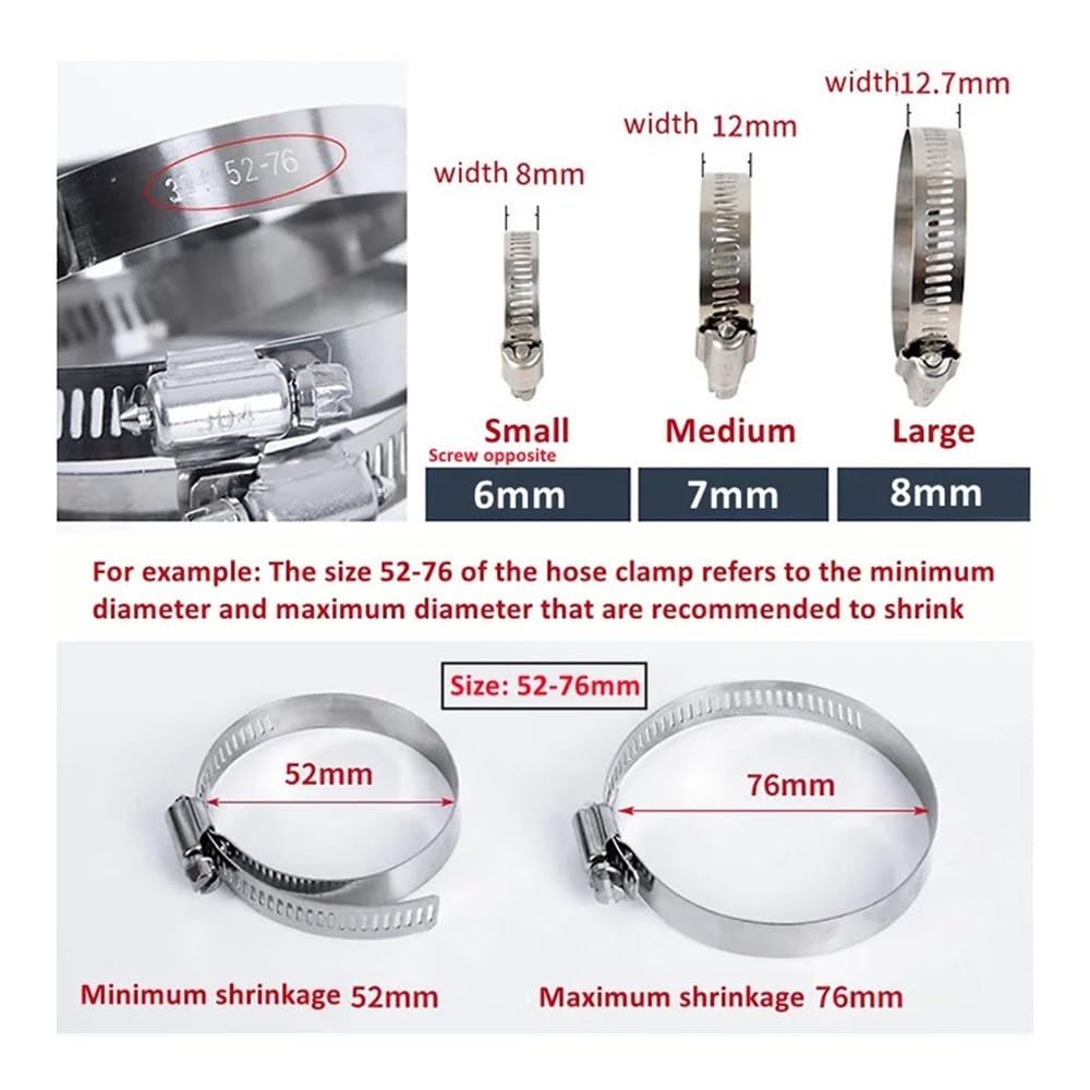 10 pz 8mm-700mm In Acciaio Inox A Vite Senza Fine Regolabile Fascette for Tubi Carburante Linea di Stile Americano Cerchio Morsetti(450-550mm)