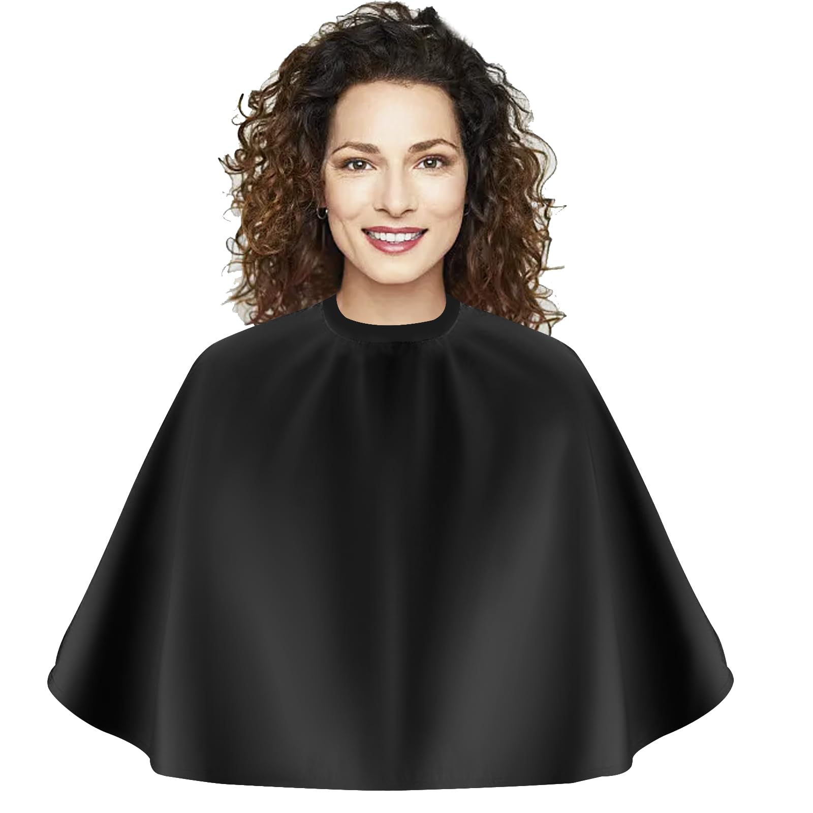 NHTJTHE Capa de peluquería, capa de maquillaje, capa de peluquería, capa corta, impermeable y plegable, capa de corte de pelo para hombres o mujeres, Negro , M