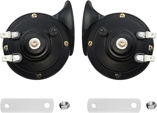 Super Loud Train Horns 12-volt electric snail waterproof high-pitch dual horns, suitable for car, truck,loud motorcycle horn, bicycle and boat accessory (black)