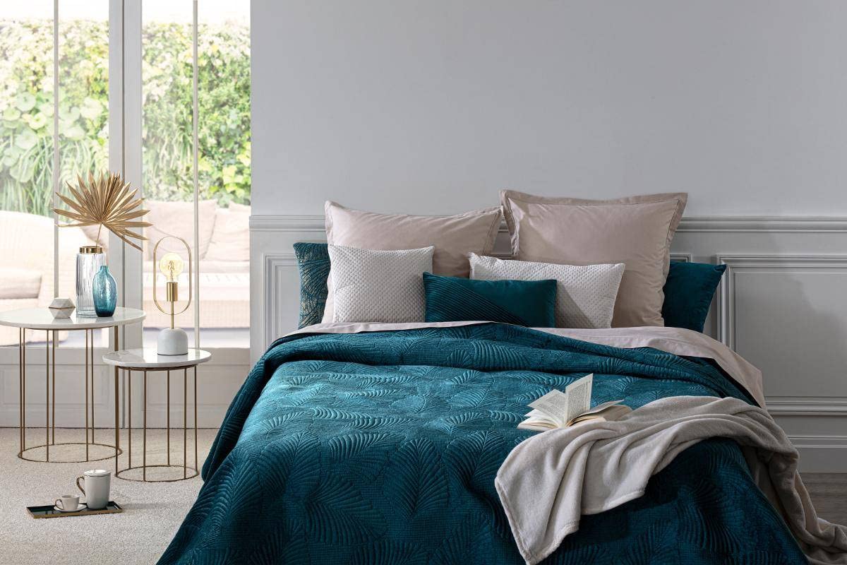 ATMOSPHERA CREATEUR D'INTERIEUR Oberbett, Velours, 240 x 260 cm, Entenblau