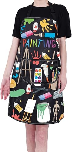 PXTIDY Delantal de pintura con bolsillos, impermeable, regalo para profesor de arte, pintor, delantal de arte