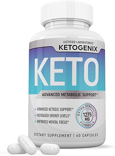 Ketogenix Keto Pills 1275MG New & Improved Formula Contains Apple Cider Vinegar Extra Virgin Olive Oil Powder Green Tea Leaf 60 Capsules