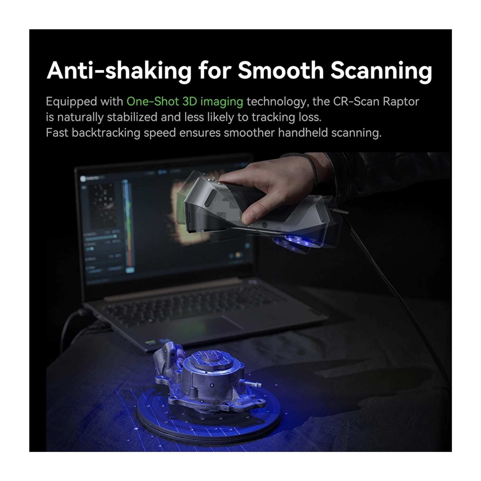 CR-Scan Raptor Mehrzeilen-3D-Scanner for Blau und NIR for 3D-Druck, Reverse Engineering, Handscanner bis zu
