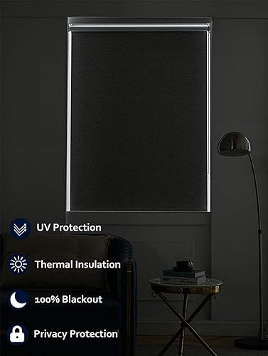 Miniatura 9 de Persilux Persianas enrollables inalámbricas 35 pulgadas de ancho x 72 pulgadas de alto blancas 100  opacas protección UV cortinas enrollables de