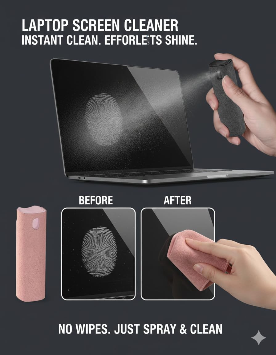 Car Screen Cleaner, Touch Screen Cleaner, Spray and Erase Screen Cleaner for Car Screen, iPad, MacBook and More, Screen Cleaner, Travel Cleaning Kit (2 Pieces) 4