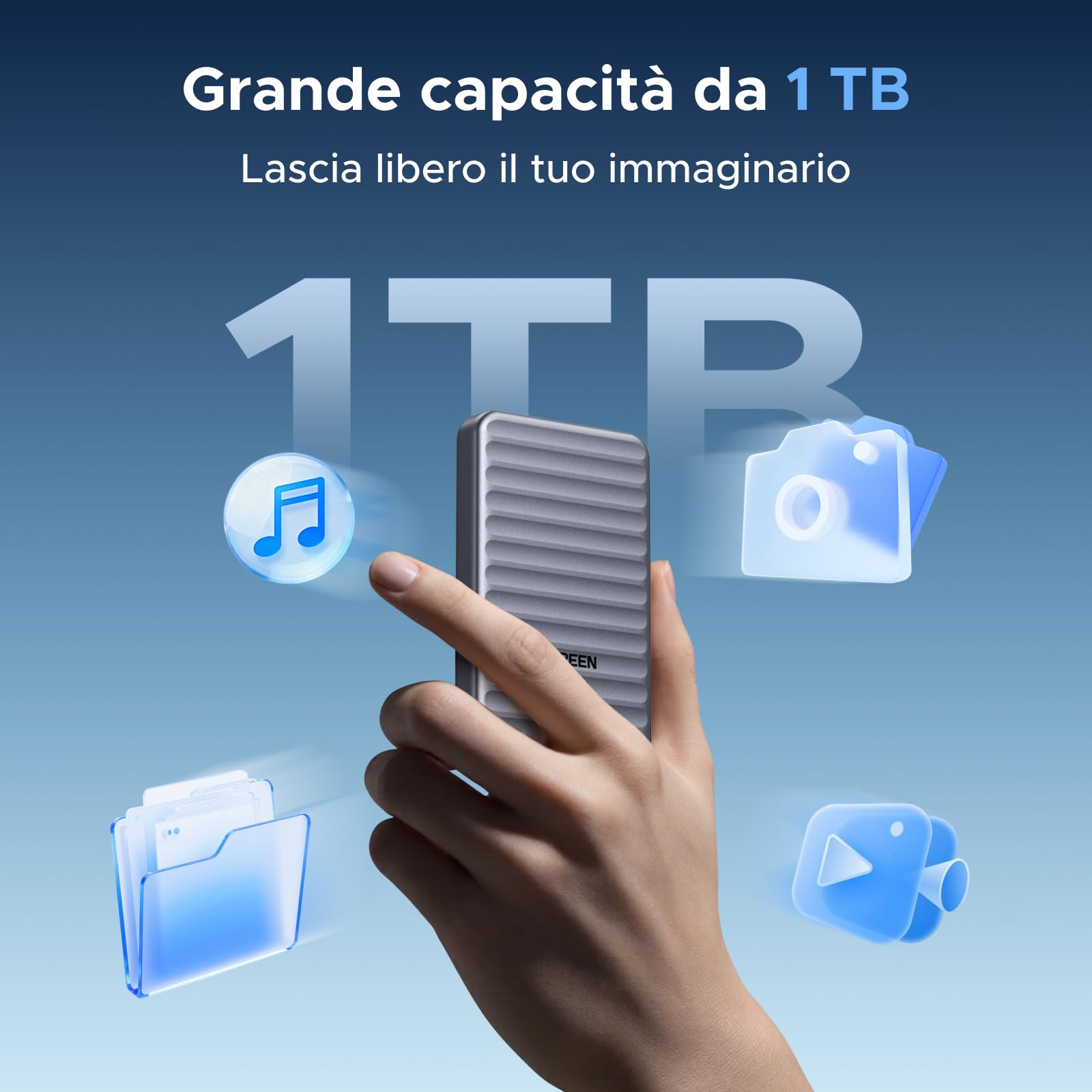 UGREEN NeoDrive Go SSD Portatile 1TB Fino a 4.000 MB/s SSD Esterno USB4 | con Cavo Integrato Compatibile con PC Windows MacOS Linux e Dispositivi Mobili iOS iPadOS Android
