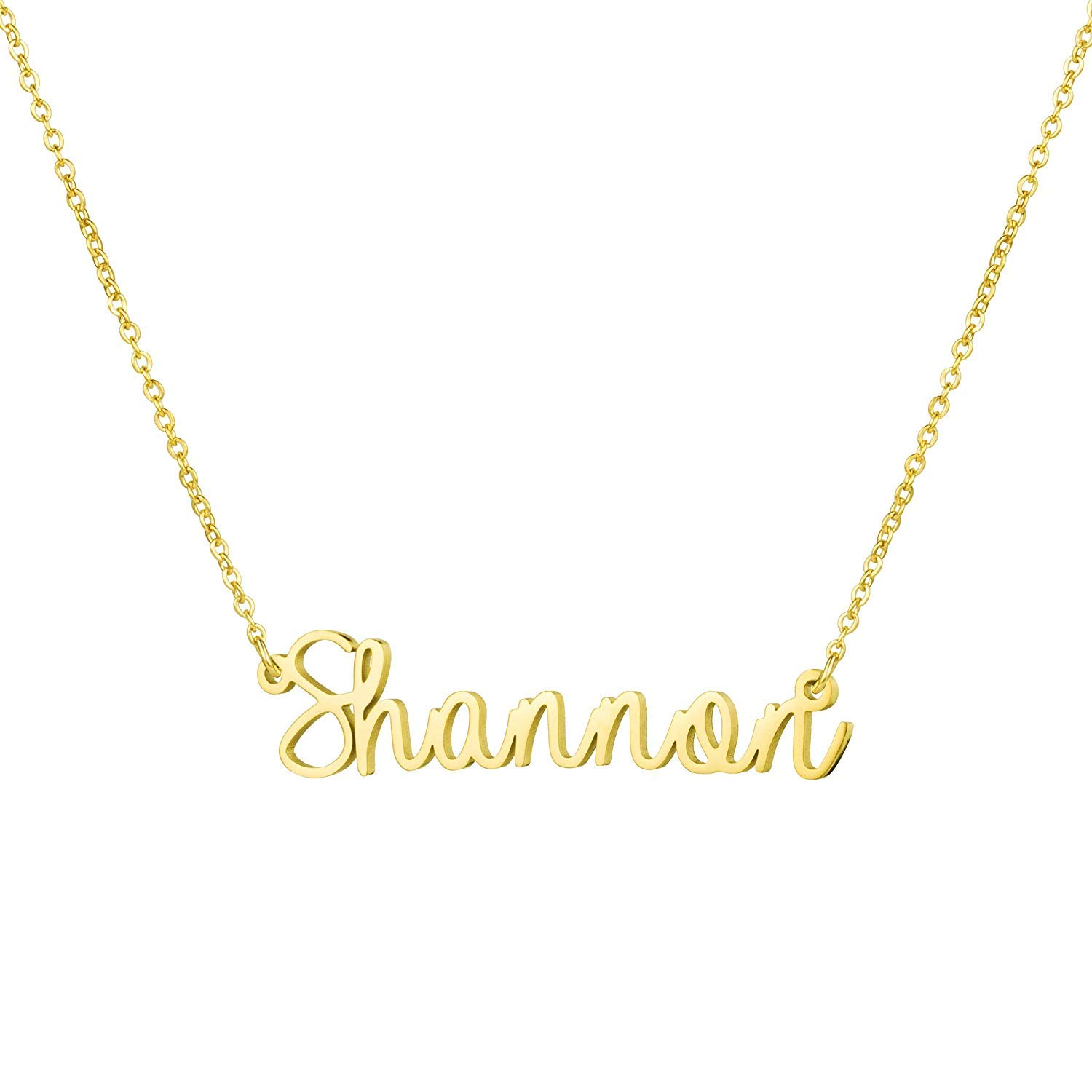 YiyangPersonalized Name Necklace 18K Gold Plated Stainless Steel pendant Jewelry Birthday Gift for Girls