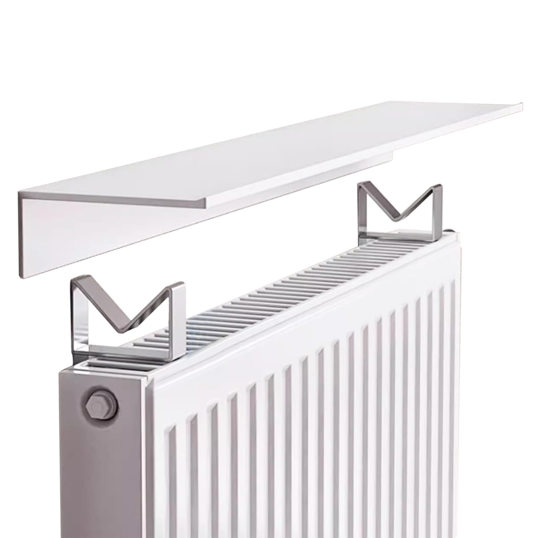 Etagere Radiateur,Tablette Radiateur Sans Percer,Cache-radiateur,étagère Flottante sur radiateur,20-160 cm Long,Couvercle de radiateur Blanc,étagère supérieure en Aluminium,pour Cuisine,Salon(70cm)