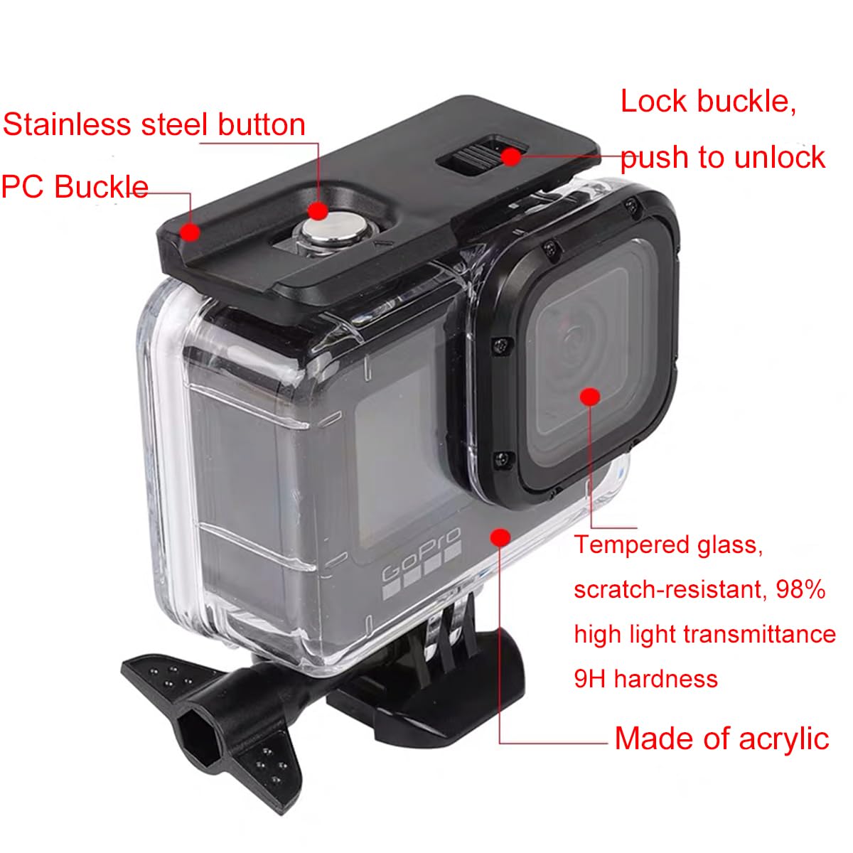 Protettiva Subacquea Immersione 60 Metri Custodia Impermeabile per Go pro Hero 13/12/11/10/9 Nero Action Camera con Accessori