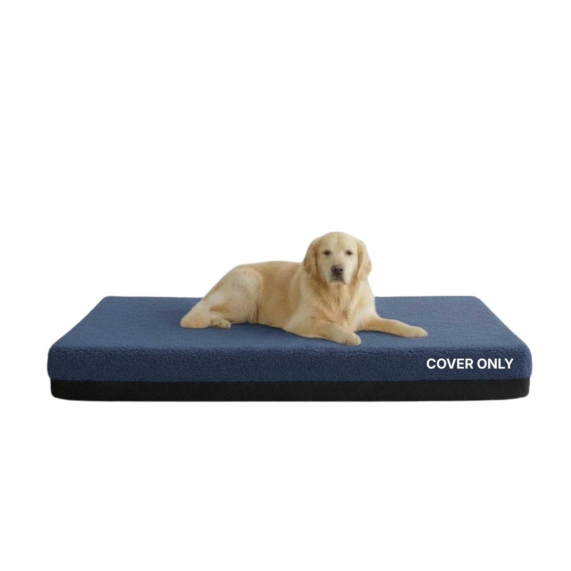Kosiproducts Waterproof Dog Bed Mattress Non Slip Removable Washable Anti Pill Fleece Fabric Cover Only Denim Blue, To Fit 114cm x 75cm x 10cm