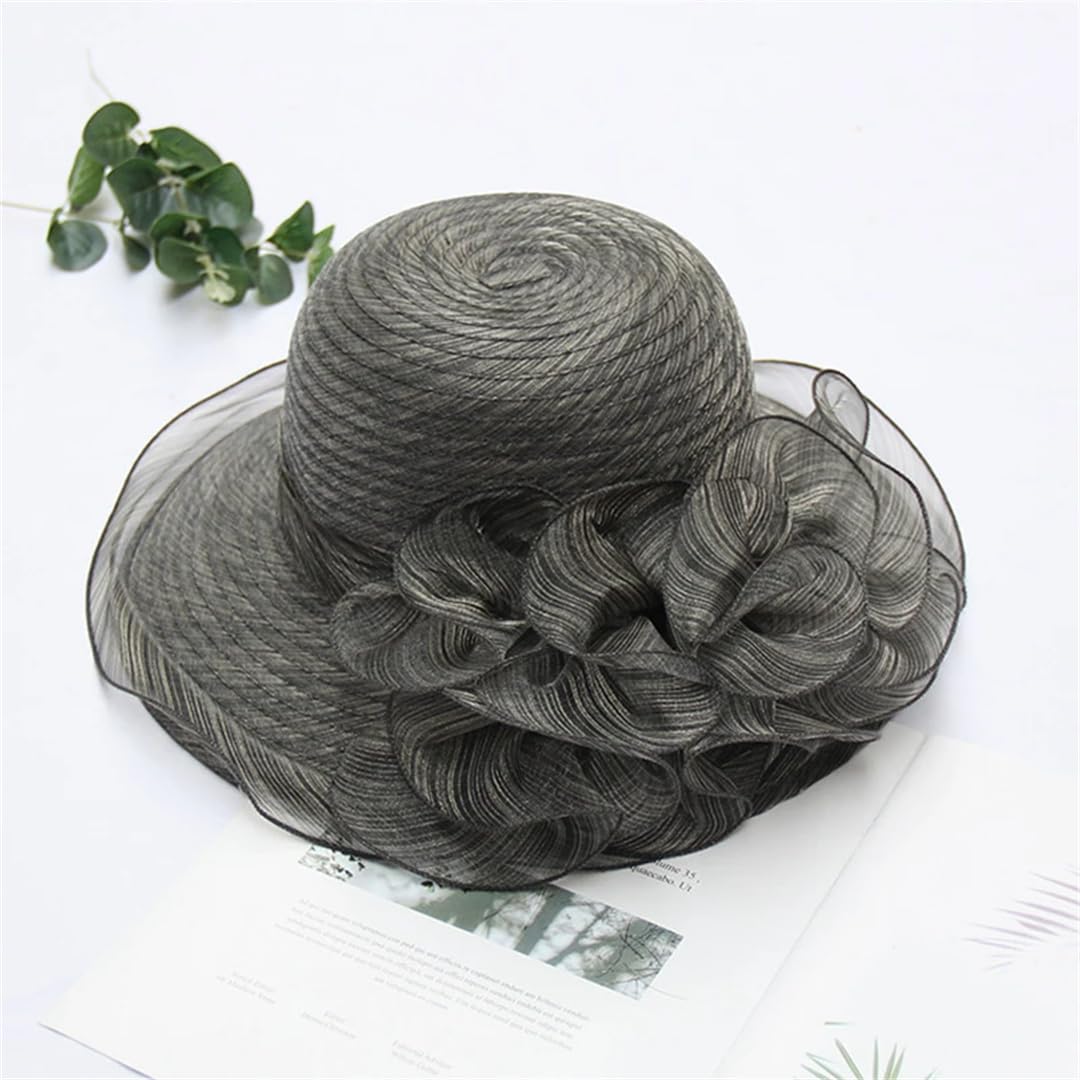 Yeuyyben Cappello da donna in organza per matrimonio estivo da chiesa cappello da donna Tea Party Bow Hat femminile