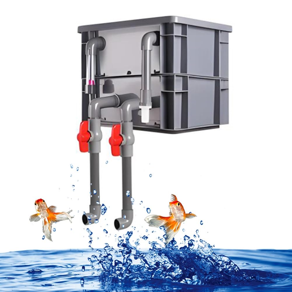 Filtr do akwarium, filtr do akwarium, pudełko obrotowe, duży zestaw filtrów do stawów, pojemnik na filtry, zewnętrzny system cyklu wody do akwarium, stawów, bez pompy i mediów filtrujących, 40 x 30 x