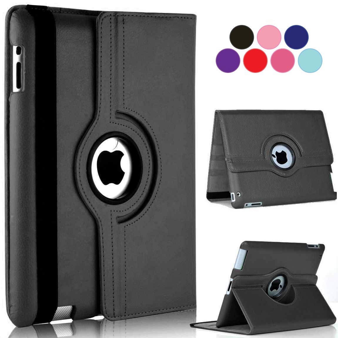 AWH 360 Degree Rotating Stand [Auto Sleep/Wake] Folio Leather Smart Cover Case for Apple iPad (iPad Air 3 2019 / Pro 10.5″ 2017, Black)