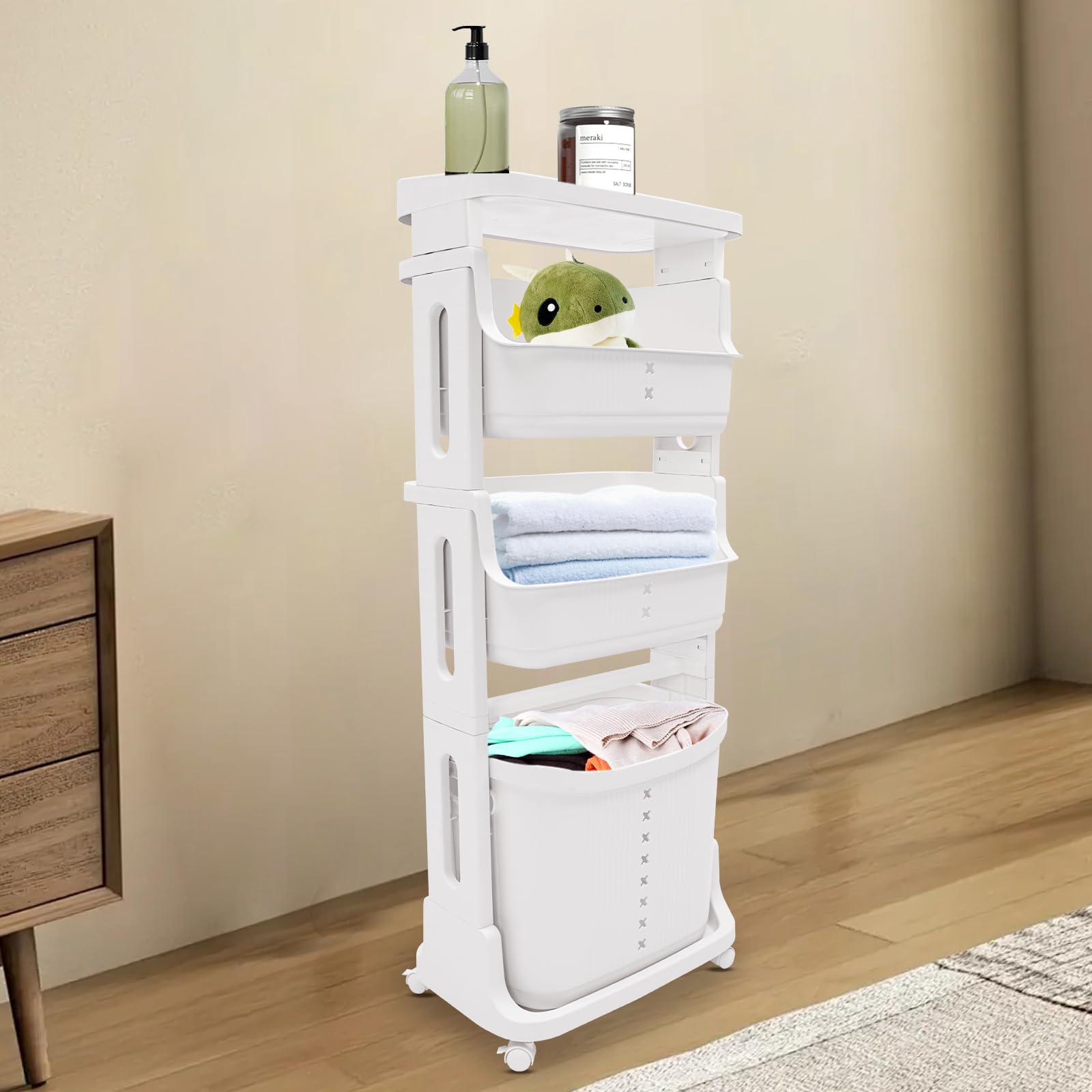 Wäschekorb, Tragbarer Wäschekorb, Wäschekörbe, Groß Wäschesammler, Stylischer Tragbar Wäschesortierer, für Camping,Reisen,Kleidung,Kinderzimmer Organizer Küche, Haushalt & Wohnen
