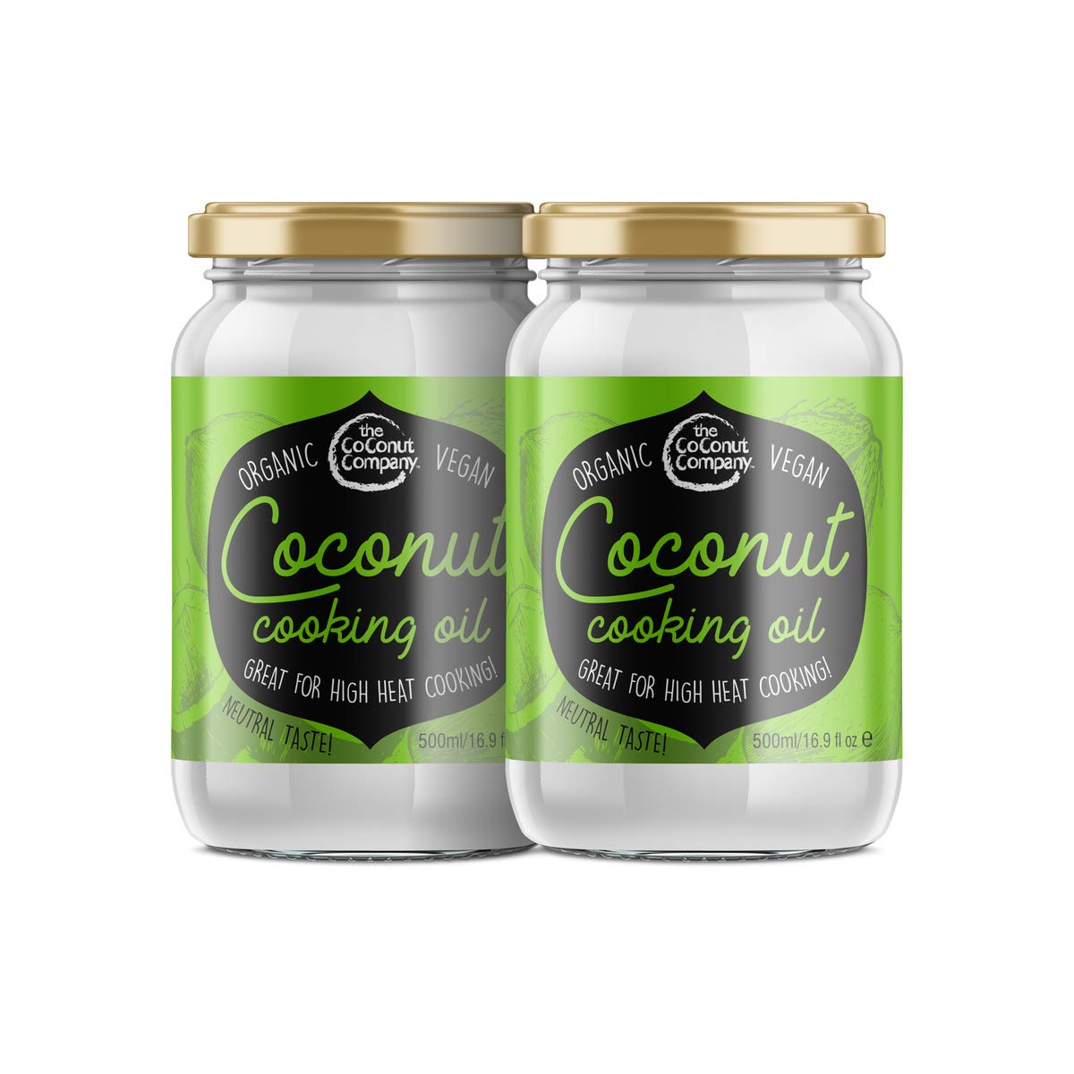 Organic Coconut Cooking Oil 500ml - 2 PACK - Organic, Vegan, 100% Natural, No Coconut Aroma, Neutral Taste Pack of 2
