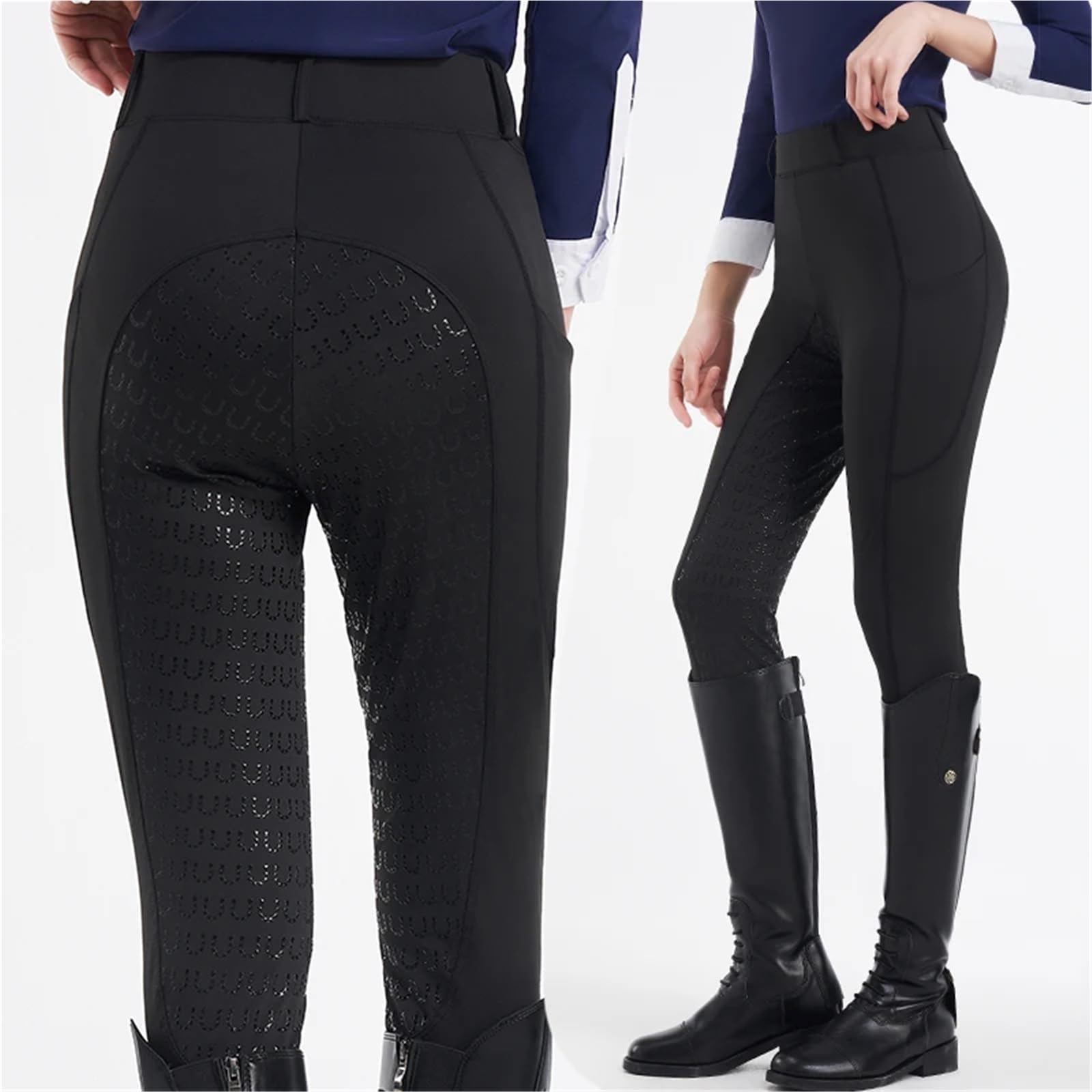 Mallas De EquitacióN Pantalones de equitación cintura alta for mujer, silicona, deportivos profesionales, resistentes al desgaste y antideslizantes