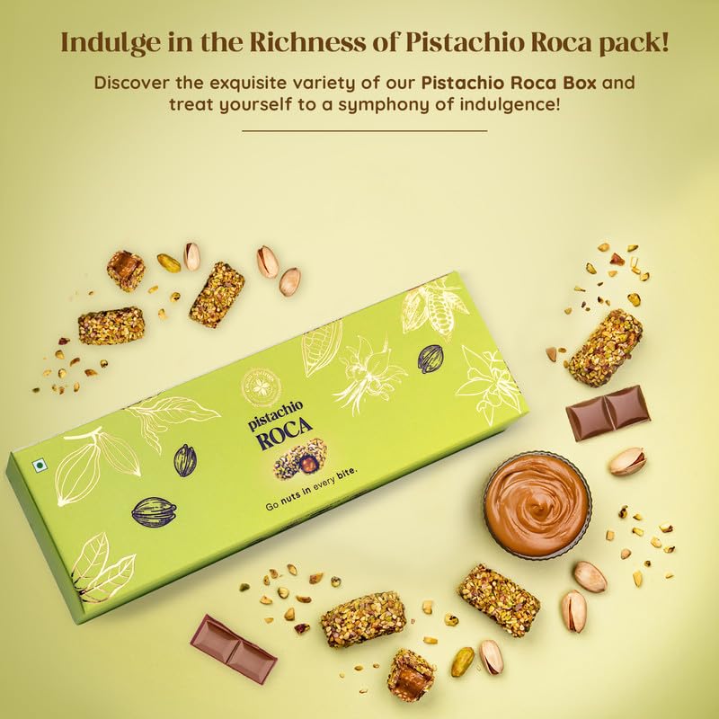 Image of Cacao Springs Premium Pistachio Roca Chocolates for Healthier Snacking, Premium Choco & Nut Delicacy Treats, Premium Gift Hamper for Christmas Gifts, 5 Pieces in Each Box, 2 Boxes, 120gm