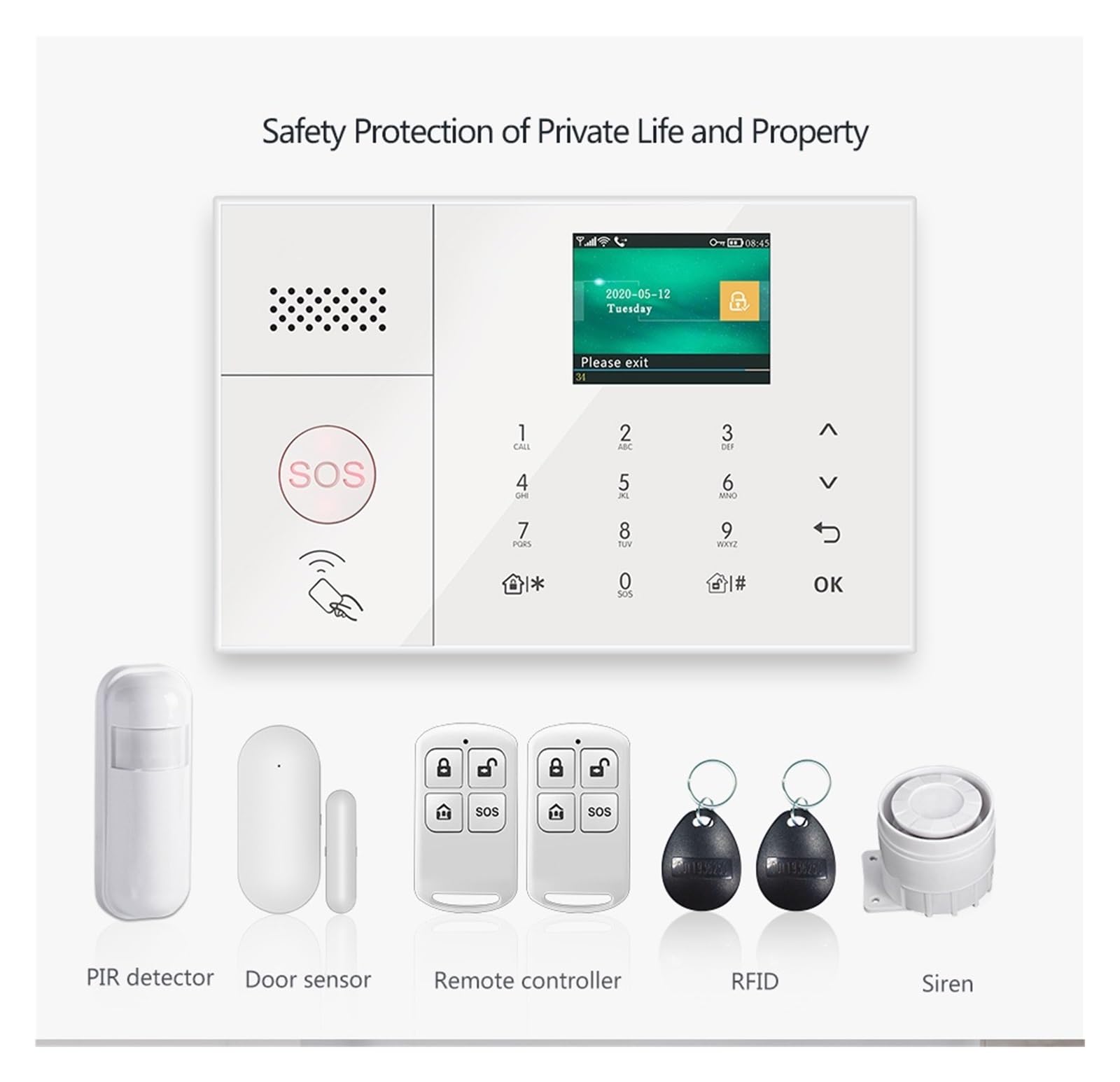 Sistema de Alarma, Alarma Inteligente inalámbrica en casa gsm Seguridad del hogar con Sensor Detector de Movimiento Alarma antirrobo(Set 2)