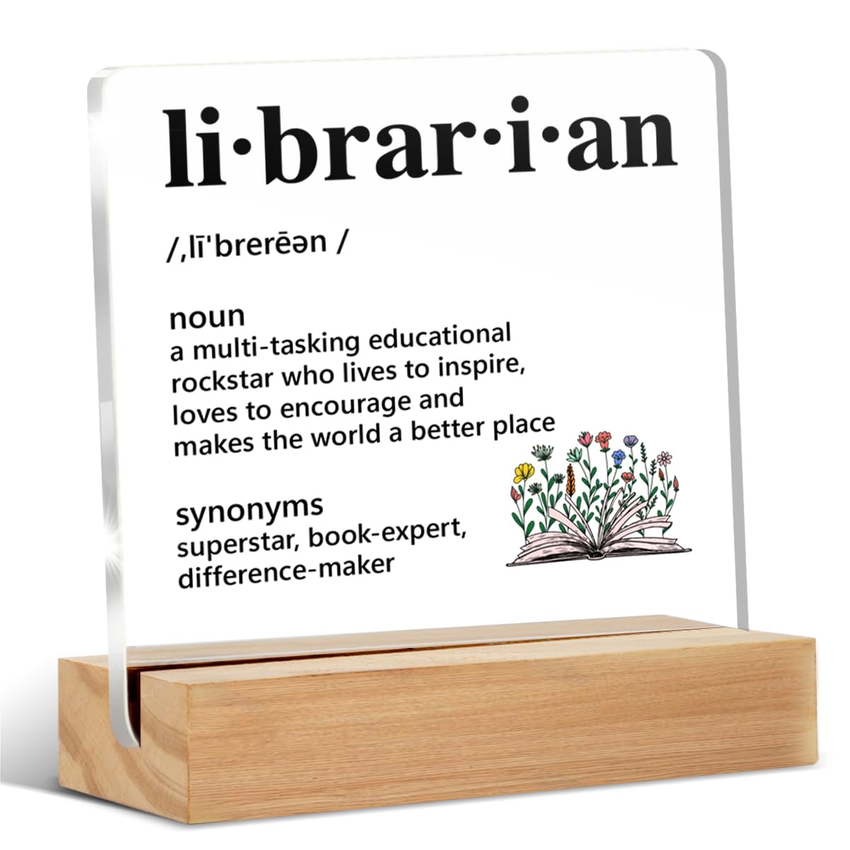 Librarian Gifts for Women, Gift for Librarian Women, Gifts for Book Lover Bookworm Librarian, Librarian Definition Acrylic Sign Keepsake