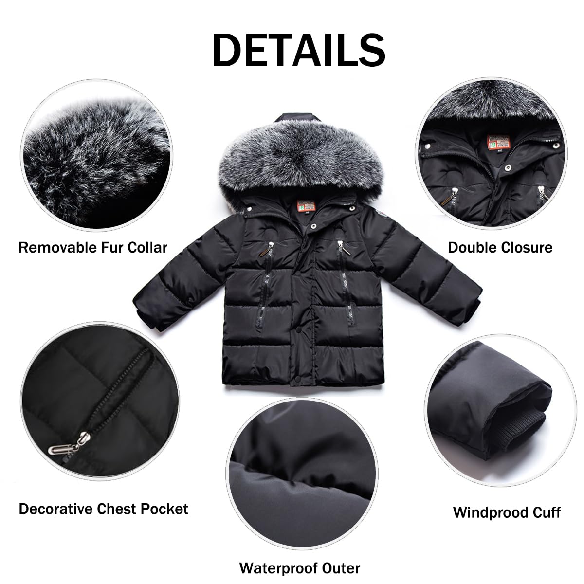Abrigos para Bebé Niño Ropa de abrigo de Invierno con Capucha Niña Chaqueta Plumas Cálida de Manga Larga