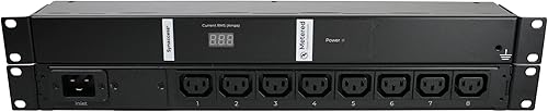 Synaccess MP-1001E PDU con medición - Montaje en rack 1U 20A, alta potencia 8 salidas C13 con corriente precisa RMS - Sin conmutación
