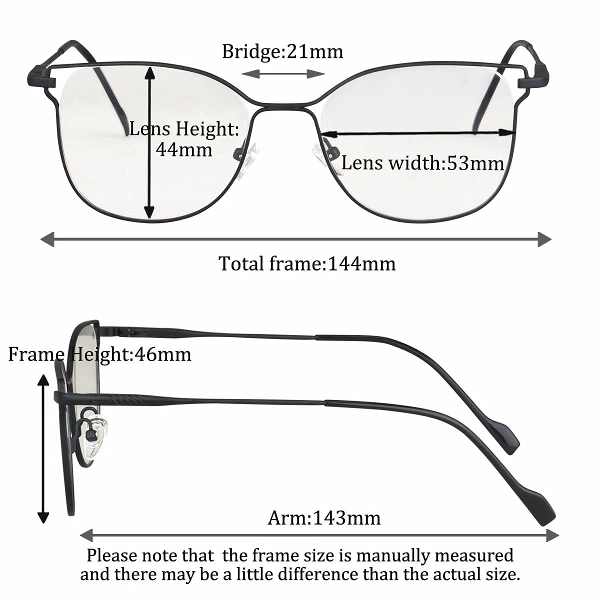SHINU Damen Metallrahmen Progressive Multifokus-Lesebrille Blaulichtblockierende Brille mit Clip auf Polarisierten Sonnenbrillen-MF1020