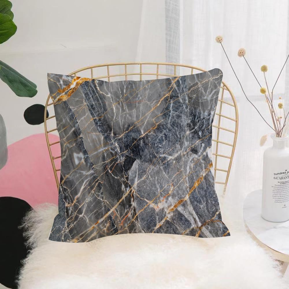HYOSXW Cushion Cover,Throw Pillow Case Home Decorative for Living Room Bedroom Sofa Chair 16X16 Inch,Natürlich Gemusterter Dunkler Goldmarmor Gra - A5,Pillowcase 40X40cm