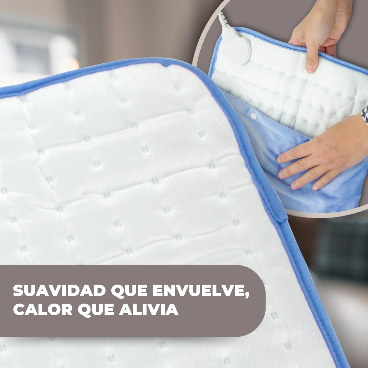Mobiclinic, Almohadilla eléctrica, Térmica dorsal, 6 niveles de calor, Muy bajo consumo, 100w, Apagado automático, Para espalda, Lumbares y cervicales, Lavable, Esterilla, 40x30