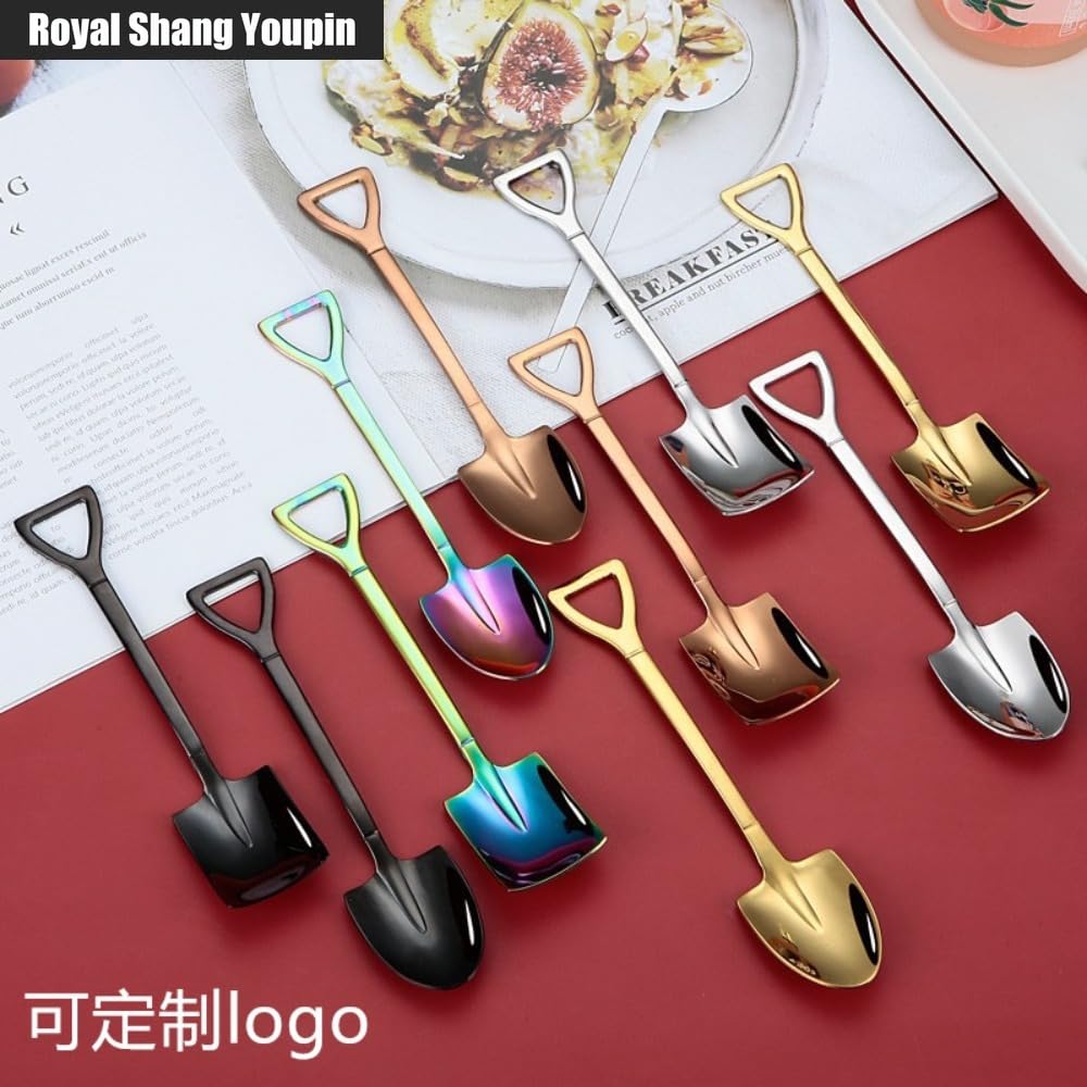 10 cucharas de café retro de acero inoxidable, para postre, sandía, helado, tarta, (10 piezas)