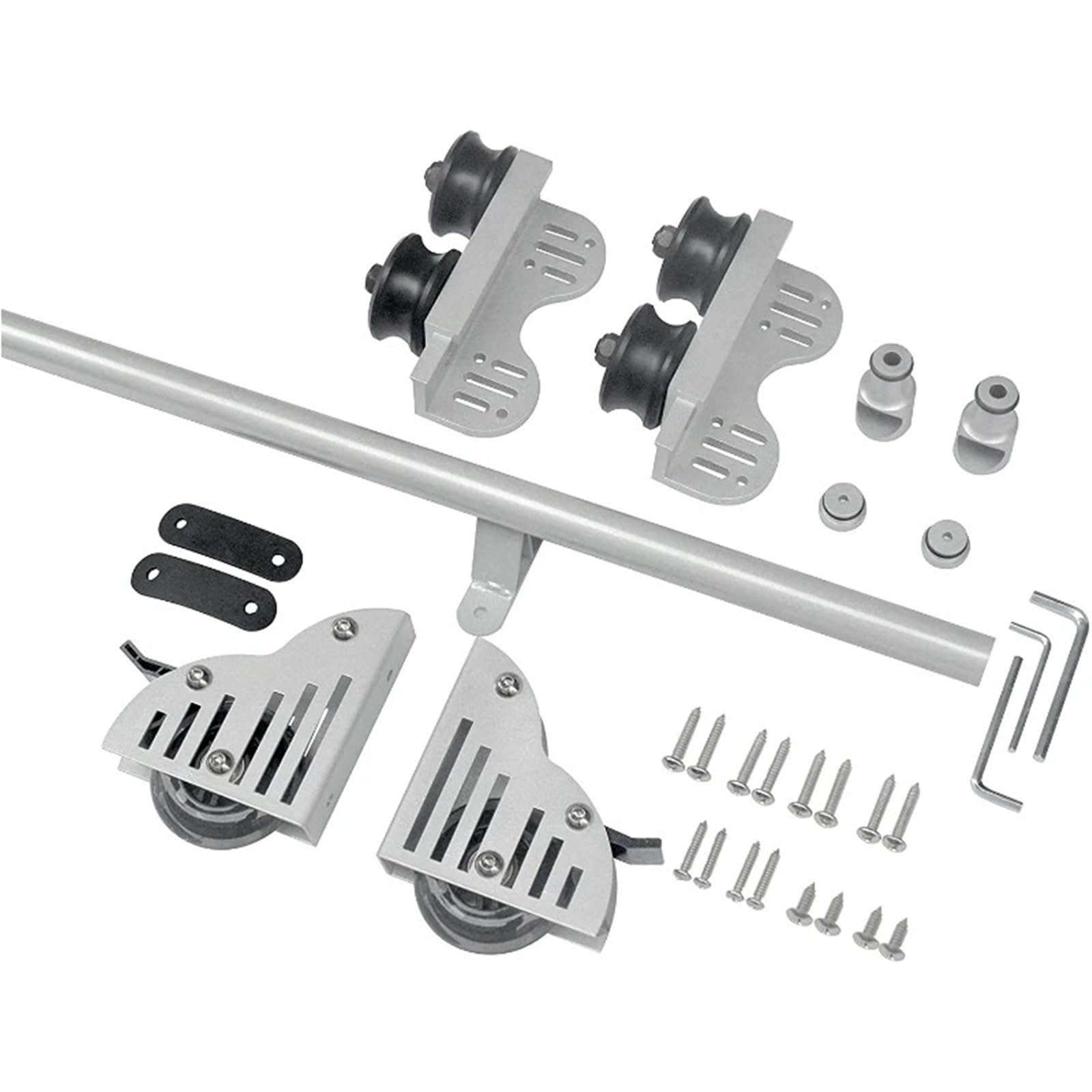 MRVAKDYDI Retractable Rolling Library Ladder Rails Kit, Rolling Library Ladder Hardware Kit Black Silver 200-600cm(Silver,600cm)