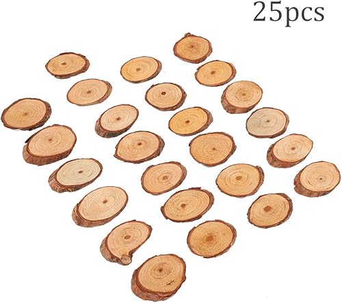Miniatura 5 de 25 piezas ovaladas de pino, rebanadas de madera sin terminar de madera de pino ovalado, discos oblicuos, corteza de árbol, círculos de madera,
