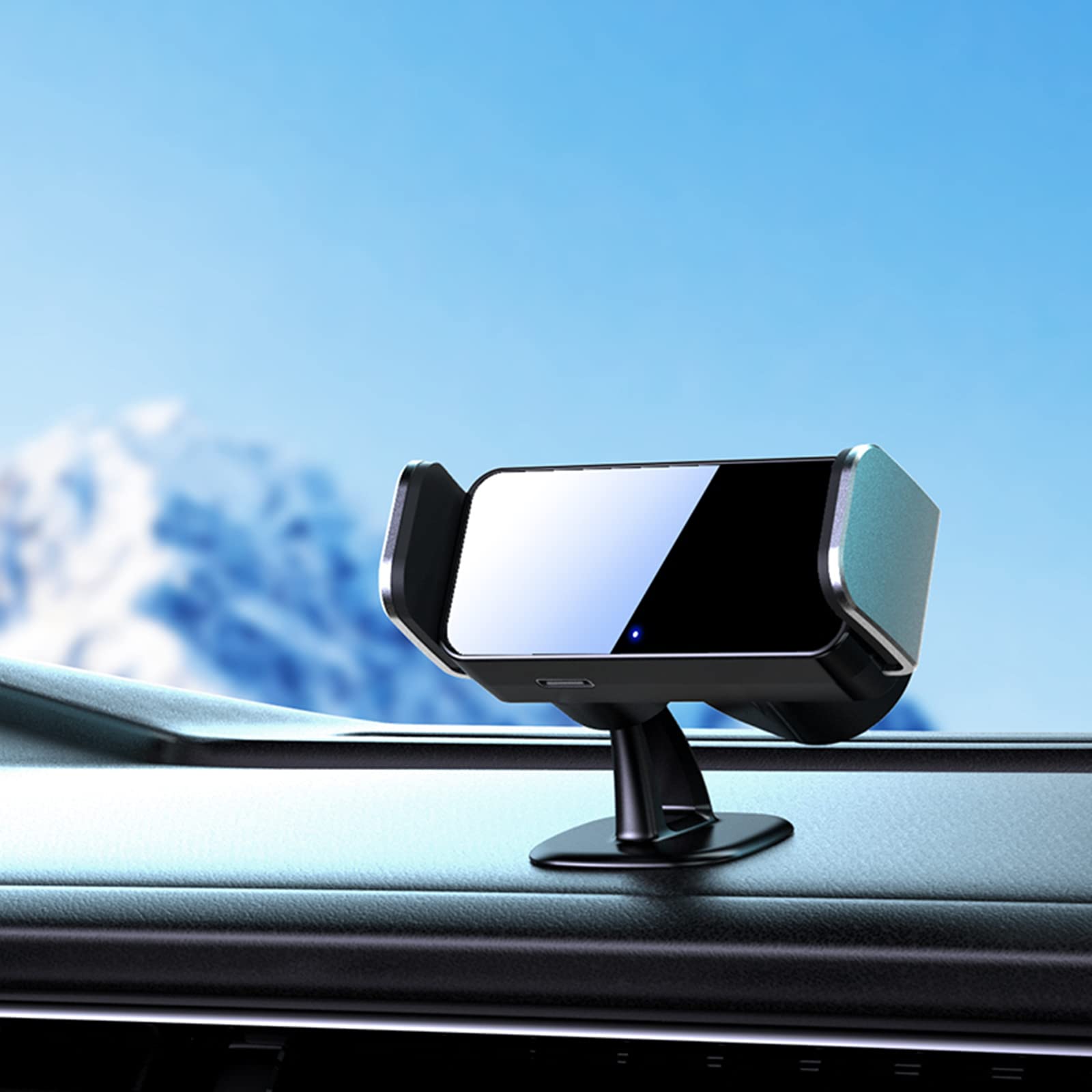 HONPOLO Car Phone Holder Car Mobile Stand, Smart Electric Car Bracket Air Outlet Navigation Bracket Aluminum Alloy Car Mobile Bracket Compatible with iPhone 13 Galaxy S10+, and More (Dashboard paste)