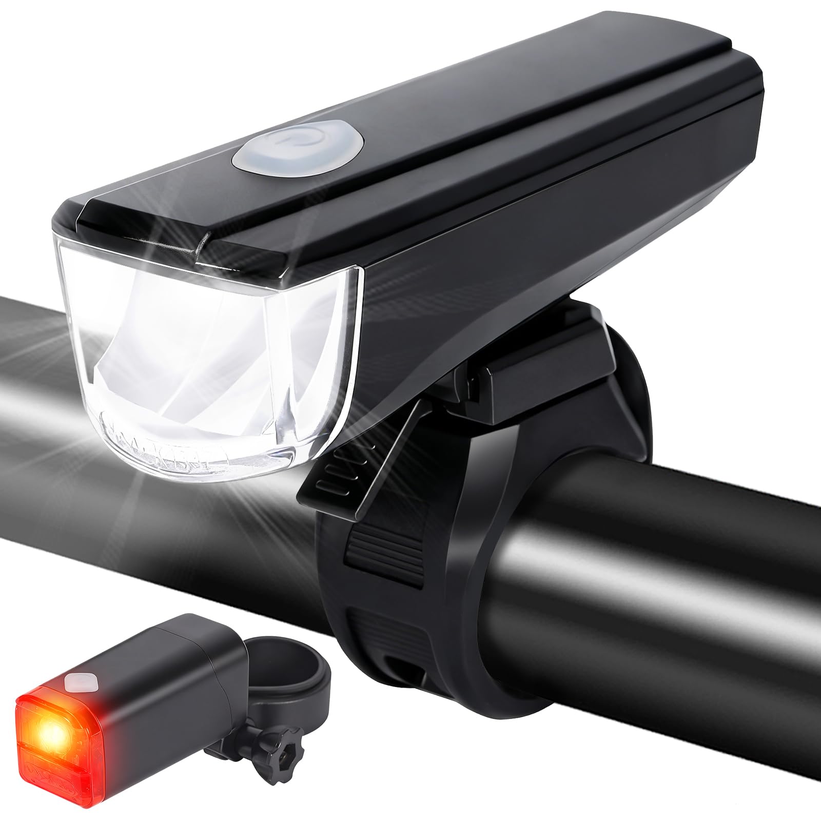Set Luci Bicicletta LED, Luci Bici Batteria, Impermeabile IPX5 Luce Bici Anteriori e Posteriori, 3+2 Modalità di Illuminazione Luce Bici per I'equitazione Notturna, Campeggio