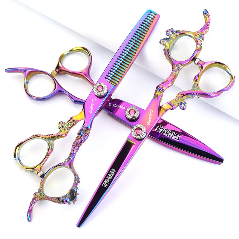 6 Inch Professional Hair Cutting Scissors, Thinning Teeth Scissors For Salon And Hoe Use, Adult Haircutting Shears, Available In Green Or Red | SHEIN EUQS - View #5