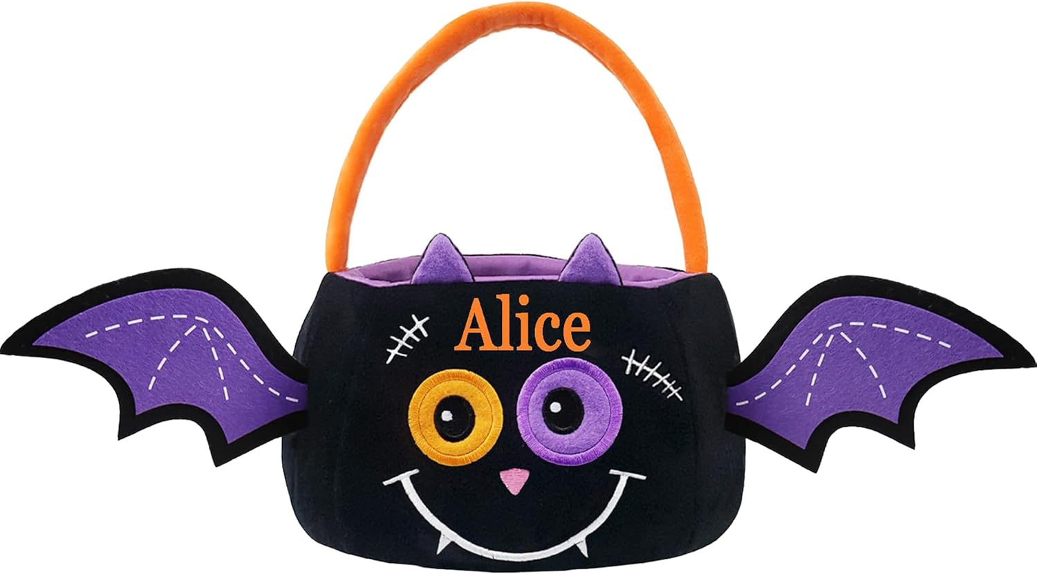 DearSun Personalized Halloween Basket Trick or Treat Bags Candy Bucket for Kids with Embroidery Name, Gift Basket for Halloween Party Favor Supplies (Orange Cat)