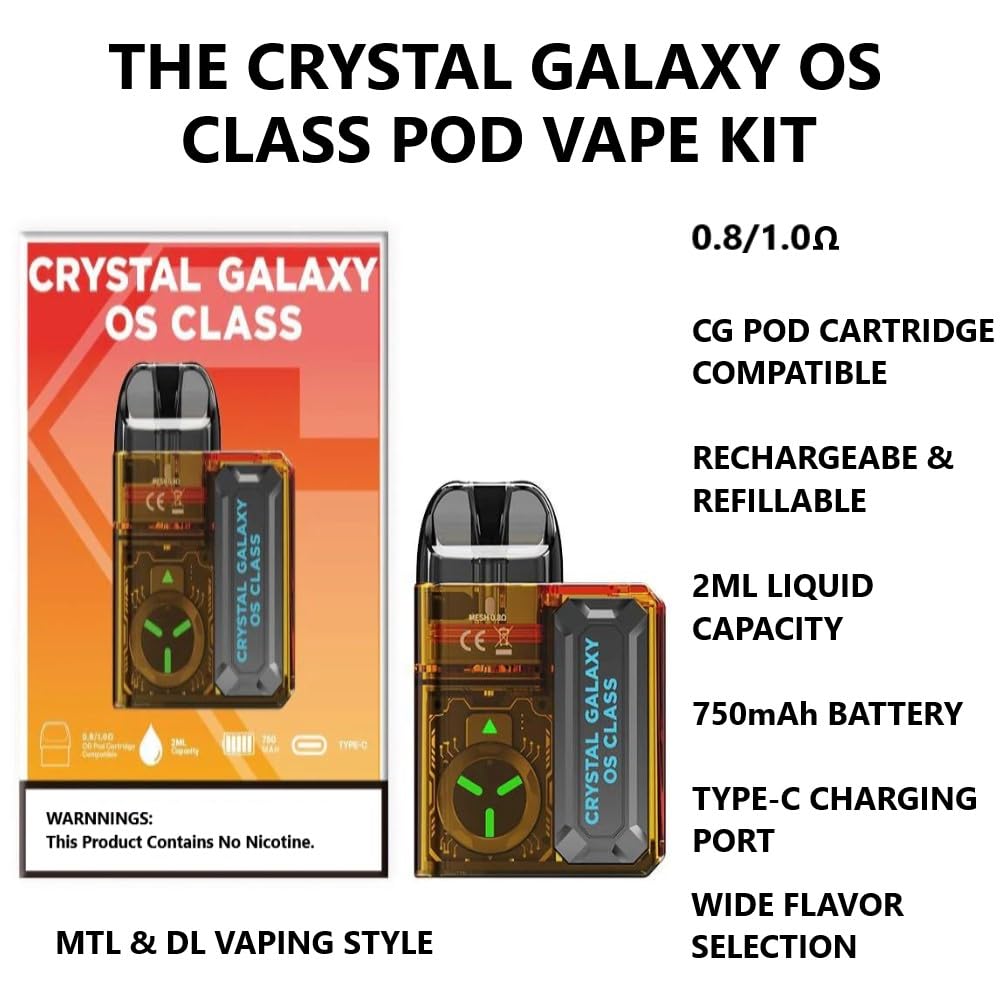 Crystal Galaxy Pod Vape Kit, Integrated 750mAh, 2ml Top Refil MTL & RDTL,  LED Display E Cigarette, No Nicotine (Green): Amazon.co.uk: Electronics &  Photo