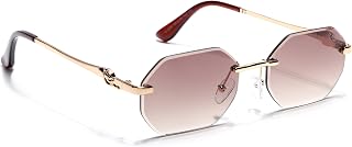 EYEJACK by Voyage UV Protected Golden Rimless Sunglasses for Men & Women (C565CL) Price In India