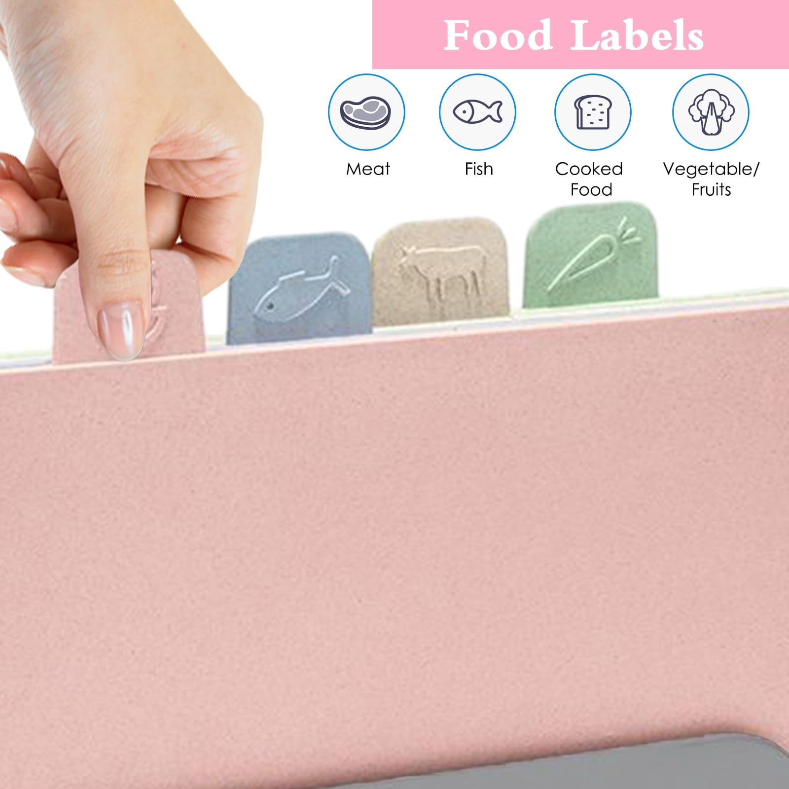 Juego de 4 tablas de cortar de cocina con soporte de almacenamiento e icono de alimentos, tablas de cortar antideslizantes, extragruesas, para cocina, carne, verduras, alimentos para bebés