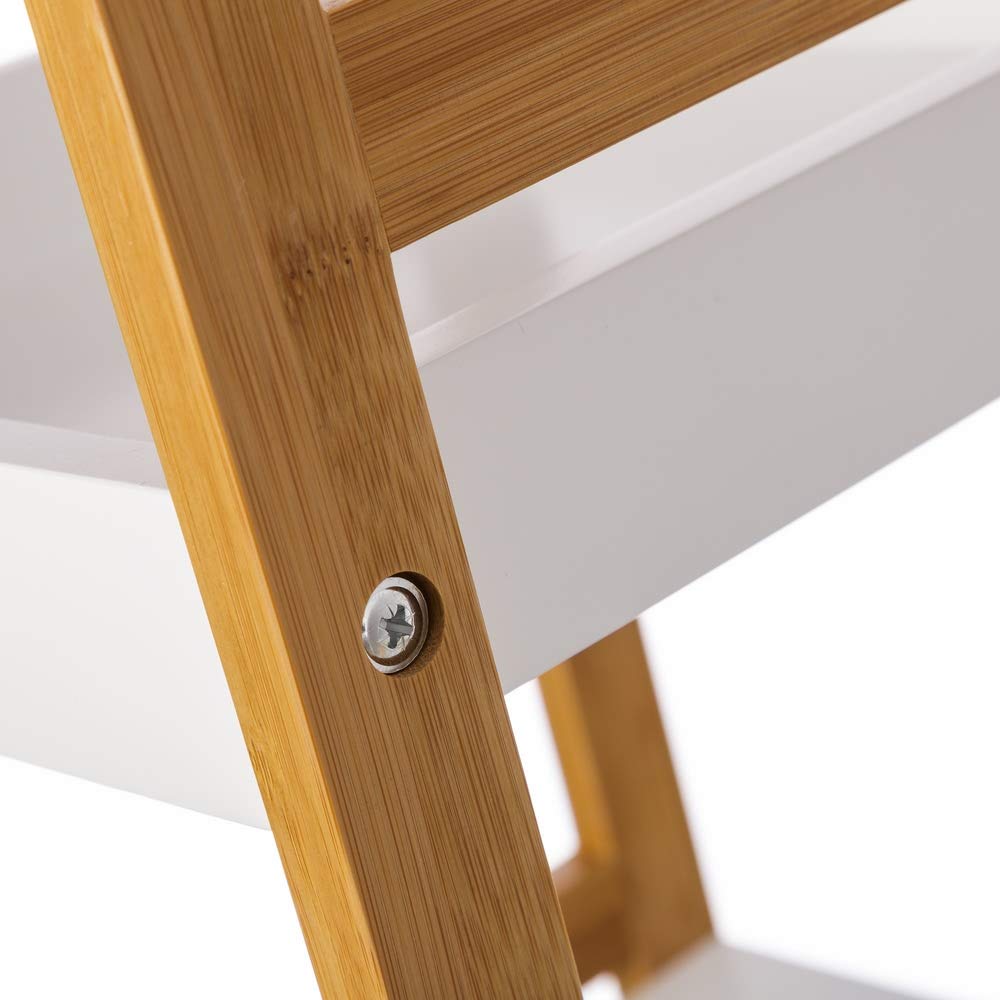 Lola Derek – Scaffale a 3 ripiani minimalista bianca di bambù per bagno di sole nascente