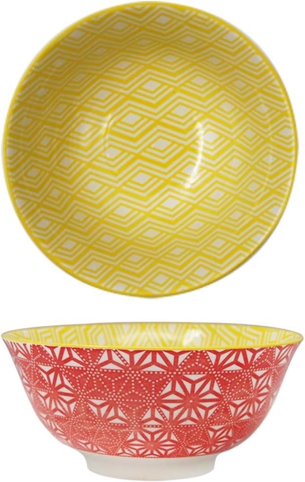 Onе-Dау Sаlе: Uр tо 60% оƒƒ YALONG 6 Inch Porcelain Bowls Set of 4 Assorted Designs Vibrant Colors, Microwave&Dishwasher Safe, Dessert Bowls Serving for Cereal, Soup, Salad Bowls, Stackable 24 Ounce Bowls Set for Father's Day