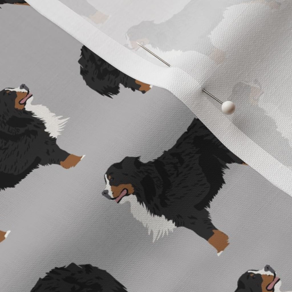 Spoonflower Fabric - Bernese Mountain Dog Breed Dogs Cute Best Pet Gray Printed on Petal Signature Cotton Fabric by The Yard - Sewing Quilting Apparel Crafts Decor
