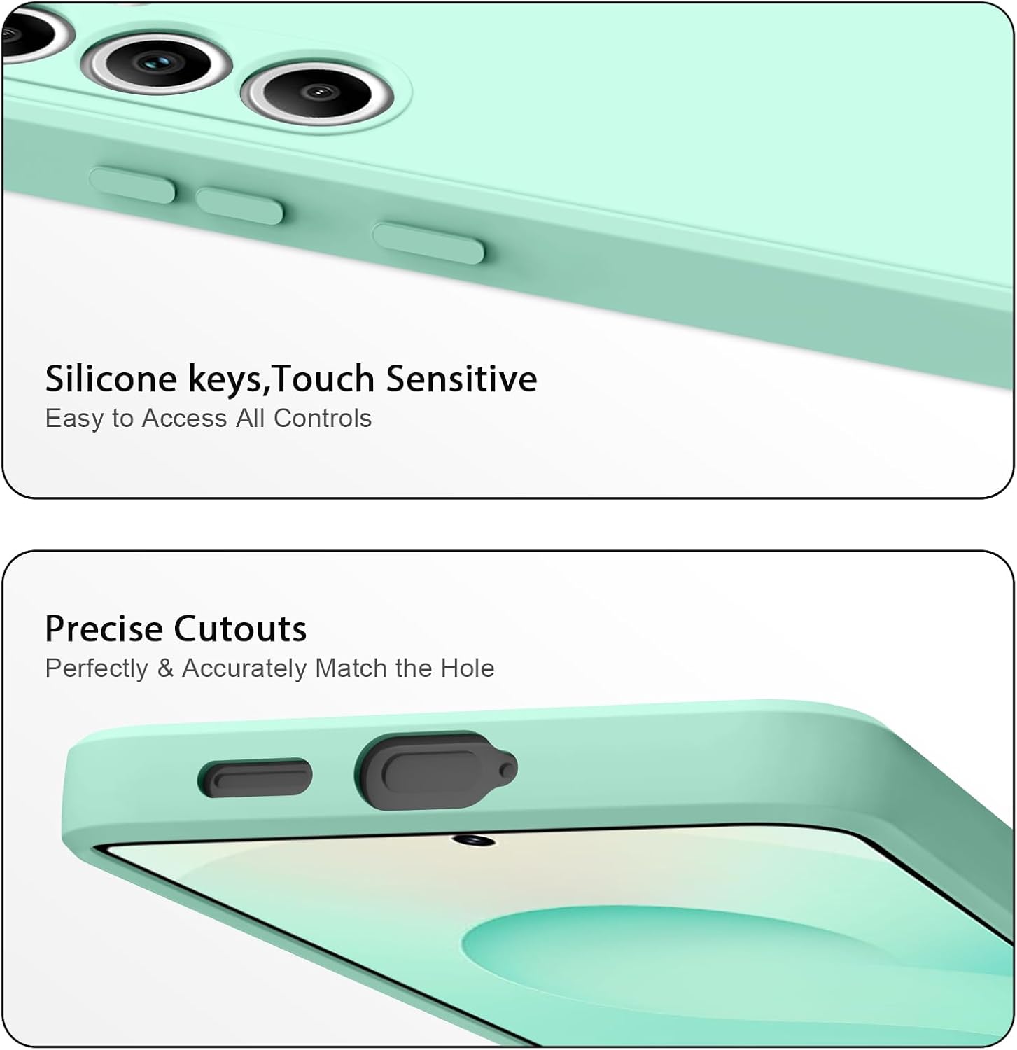 Vanjua for Samsung Galaxy S25 Case, Soft Silicone Full Camera Protecion Shockproof Phone Case Cover for Samsung Galaxy S25 Case (Mint Green) - Image 6