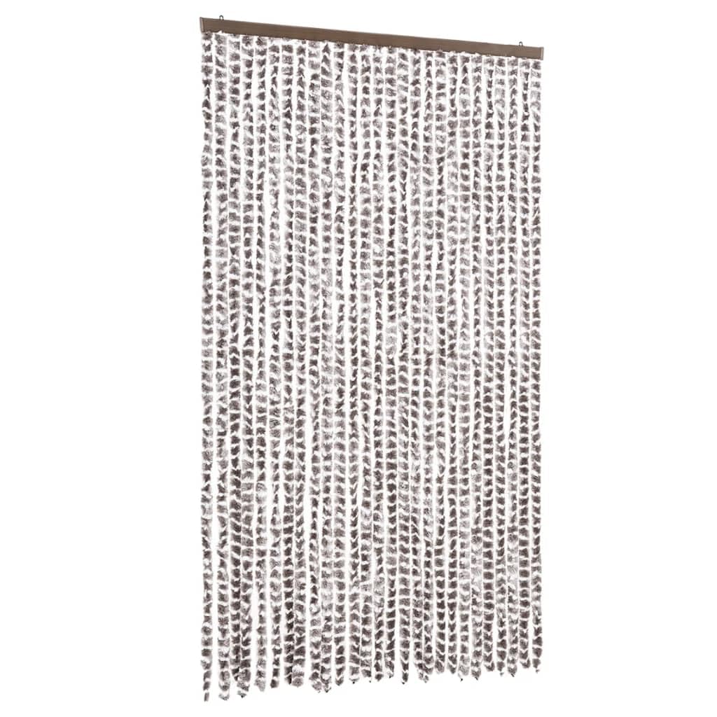 Tenda Antimosche Tortora e Bianca 118x220 cm in Ciniglia,Tenda Antimosche per Finestre e Porte Leggera Resistente all'Acqua Silenziosa Zanzariera Antiisetti-4004892