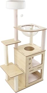 Torre de árvore de Gato de Madeira Com Rede Pendurada Condomínio Privado 2 Níveis Escalada Interna para Design Multifuncional (Torre de árvore de gato de 2 níveis)