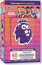 Topps Premier League 2026 - Debut Edition - Mega Tin (Goal Machines). Contains 40 cards plus 3 Goal Machine LE cards.