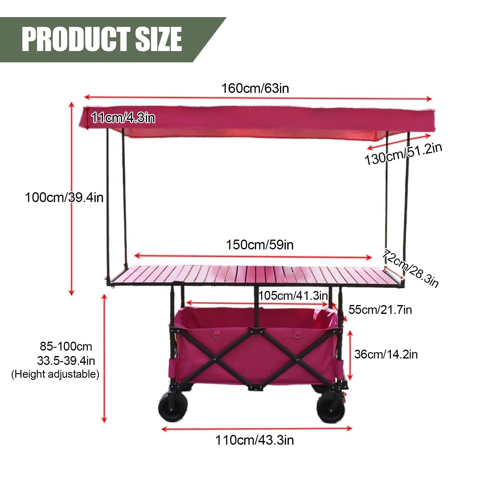 Carrello Del Venditore Di Cibo, Carretti Dei Venditori Ambulanti, Per Bancarelle Del Mercato Con Tettoia, Carrello Pieghevole Per Venditori All'aperto(Khaki)