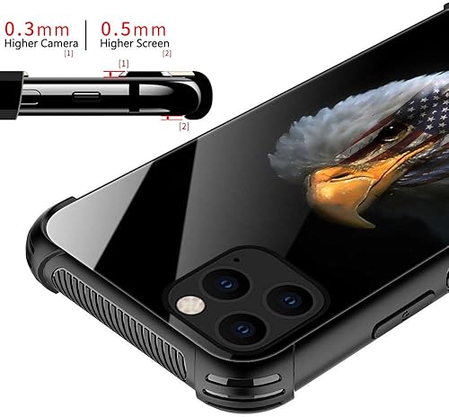 Miniatura 2 de Funda para iPhone 11 - Funda protectora de TPU de silicona suave y cristal templado con diseño de ojo de águila con bandera estadounidense